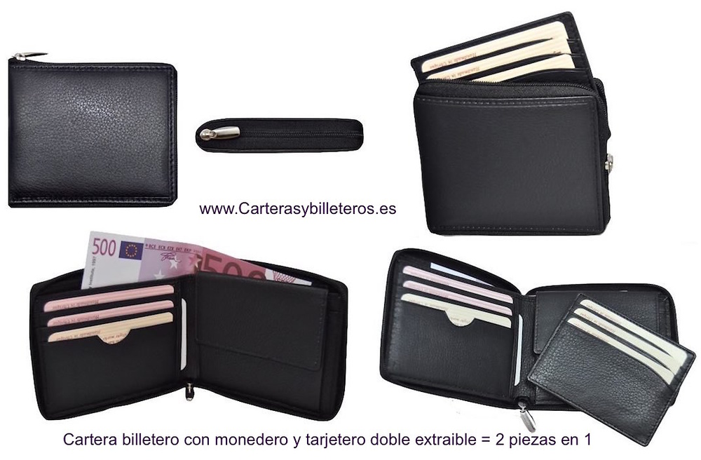 Carteras hombre con tarjetero extraible clearance